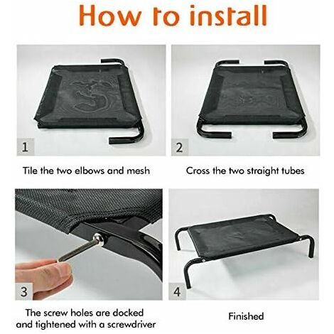 Metal Frame Dog Cot Elevated Pet Bed Raised Dog Pet Bed with Breathable Mesh &No-Slip Rubber Feet, Lightweight & Portable Bed For Indoor Outdoor Camping Beach Travel Use, 106x62x15CM