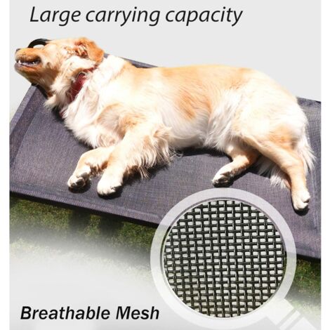 Metal Frame Dog Cot Elevated Pet Bed Raised Dog Pet Bed with Breathable Mesh &No-Slip Rubber Feet, Lightweight & Portable Bed For Indoor Outdoor Camping Beach Travel Use, 106x62x15CM