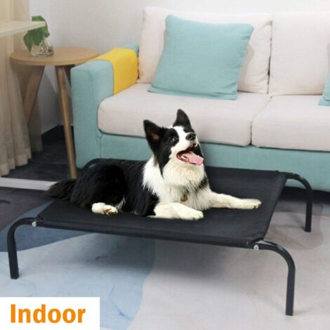 Metal Frame Dog Cot Elevated Pet Bed Raised Dog Pet Bed with Breathable Mesh &No-Slip Rubber Feet, Lightweight & Portable Bed For Indoor Outdoor Camping Beach Travel Use, 75x47x15CM