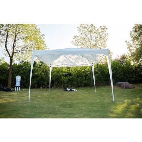 Pop Up Gazebo Tent 3m x 3m Portable Instant Commercial Gazebo Canopy Outdoor Party Tent Garden Heavy Duty Gazebo Event Shelter With Carry Bag (No Sides, White)