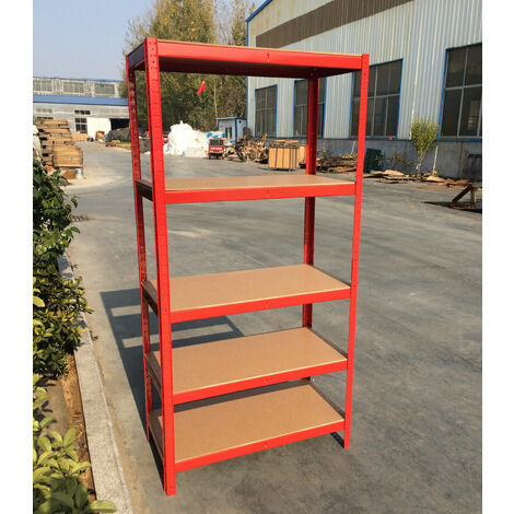 Garage Shelving Units: 180cm x 90cm x 30cm | Heavy Duty Racking Shelves For Storage - 2 Bay, Black 5 Tier (175KG Per Shelf)