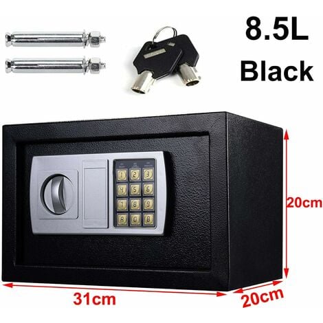 23X17x17cm Black 4.6L Fireproof and Waterproof Wallsafes Steel Security Small Hotel Office Digital Electronic Safe Box with Digital Keypad Safebox for Home 