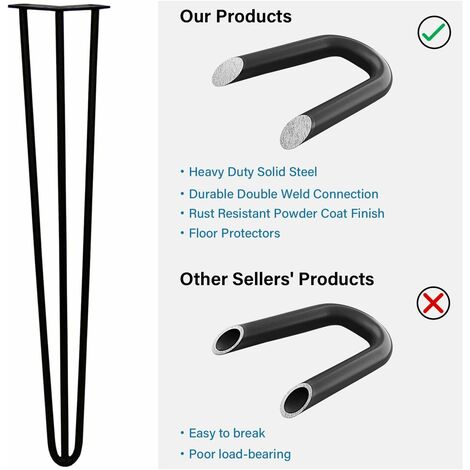 Hairpin Legs 34''/ 86cm, Heavy Duty Table Legs with Floor Protector Feet & Screws, 4PCS Furniture Legs for Standard Desk, Dining Table, Dressing Table, Computer Table