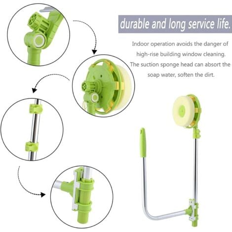 Extendable Window Squeegee Cleaner, 2 in 1 Squeegee with Extension Pole 1.4m, Telescopic Window Glass Cleaning Equipment Kit for Indoor/Outdoor High Window