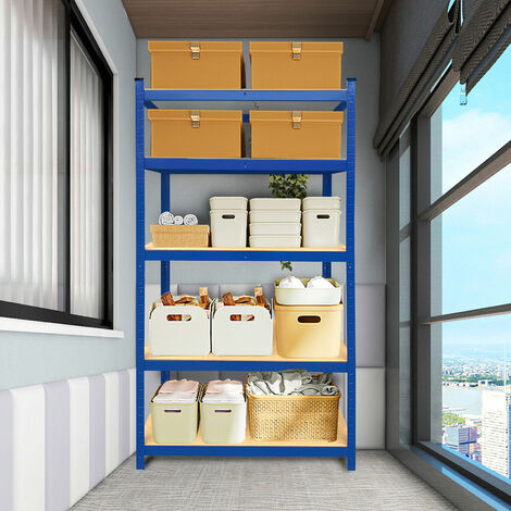 Garage Shelving Units - 180 x 90 x 40cm, Blue 5 Tier Metal Racking Storage Shelves, 175KG Per Shelf, 875KG Capacity, for Kitchen, Office, Bedroom, Workshop, Shed, Boltless Assembly