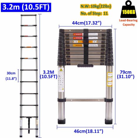Telescoping Ladder Heavy Duty Aluminum Extendable Ladder