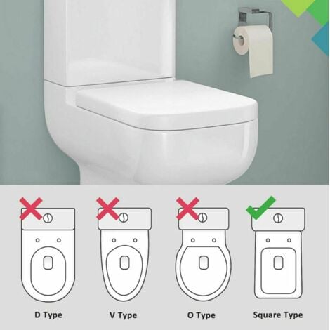 Soft Close Toilet Seat with Quick Release Square Toilet Seat Simple Top Fixing with 360 Adjustable Hinges Standard Toilet Seats Heavy Duty Anti-Bacterial WC Seats White Duroplast Loo Seat Toilet Lid