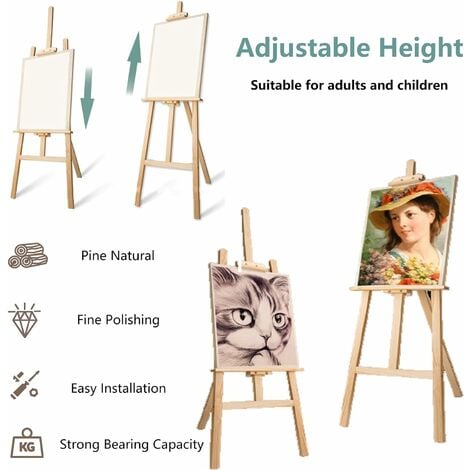 Artist Easel, 1.5m/59inch Studio Easel Canvas Stand, Wooden A