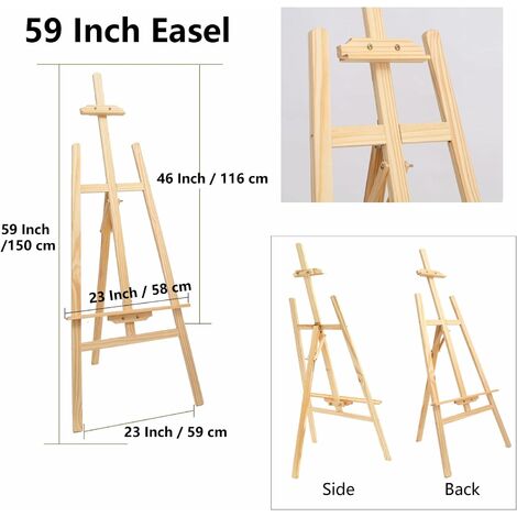 1.5M/59inch Artist Easel, Wooden A-Frame Studio Easel, Craft