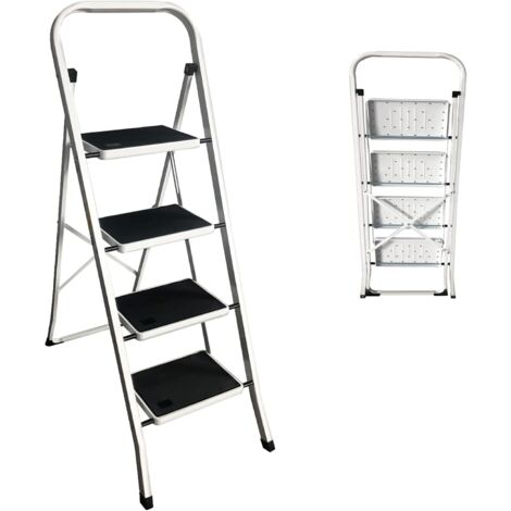Heavy Duty 4 Step Ladder, Folding Potable Lightweight Step Ladder Tread Ladder with Anti-Slip Mat, 150kg Capacity (1/5)