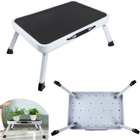 KITCHEN DIY HOME DOUBLE FOLDING 1 STEP STOOL LADDER ANTI-SLIP RUBBER MAT (1/5)