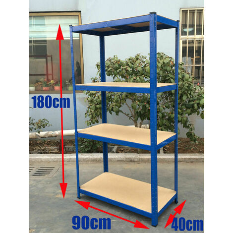 Garage Shelving Units: 180cm x 90cm x 30cm | Heavy Duty Racking Shelves For Storage - 2 Bay, Black 5 Tier (175KG Per Shelf)