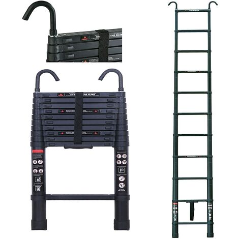 Extension Ladder 3.2M Telescopic Ladder Aluminum with Removable Hook