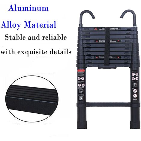 Extension Ladder 3.2M Telescopic Ladder Aluminum with Removable Hook