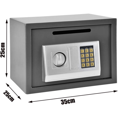 DIGITAL STEEL SAFE 16L ELECTRONIC SECURITY HOME OFFICE MONEY CASH SAFETY BOX KEY Grey