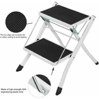 Folding 2 Step Stool Steel for Adults Indoor Foldable Stepladder Kitchen Ladders Stools Portable Anti-Slip Max Loading 150kg
