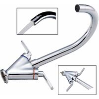 Kitchen Mixer Tap Traditional with Swivel Spout Monobloc Basin Taps Twin Lever Hot & Cold Water Control + Free Hoses - 10 Years Warranty