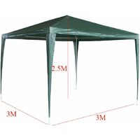 DayPlus Garden Gazebo with Sides 3M x 3M Outdoor Garden Shelter with Detachable Sides Waterproof Beach Party Festival Camping Tent Canopy Wedding Marquee Awning Shade - GREEN