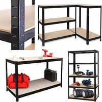 Heavy Duty 5 Tier Boltless Shelving Unit Warehouse Garage Utility Home Storage Rack, Adjustable - Can be split to create 2 seperate Shelf Units | Large, black