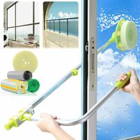 High-Rise Window Cleaner, U-Shaped 2-in-1 Squeegee Spout Window Cleaning Tool with Extension Pole, Telescopic Window Squeegee Cleaning Kit with Rotating Head, Glass Dust Extendable Cleaning Cleaner
