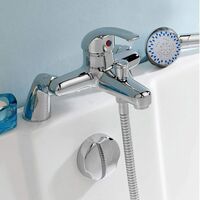 Modern Bathroom Bath Shower Filler Mixer Tap Single Lever Chrome Solid Brass with Shower Handset and Hose Attachment