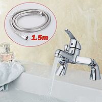 NEW !Bathroom Bath Shower Filler Mixer Tap Single Lever Chrome Solid Brass with Shower Handset and Hose Attachment