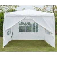 White- Garden Gazebo with Sides 3M x 3M Outdoor Garden Shelter with Detachable Sides Waterproof Beach Party Festival Camping Tent Canopy Wedding Marquee Awning Shade