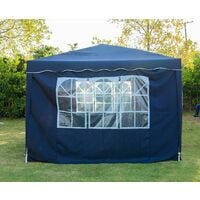 Pop Up Gazebo Tent 3m x 3m Portable Instant Commercial Gazebo Canopy Outdoor Party Tent Garden Heavy Duty Gazebo Event Shelter With Carry Bag (4 Sides, Blue)