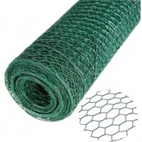 60cmX50m PVC Coated Wire Fencing Chicken Wire Net Galvanized Hexagonal Wire Mesh Garden Netting Fencing Hot-dipped Chicken Wire Poultry Netting Rabbit Dog Duck Animal Farm Protective Border Fence