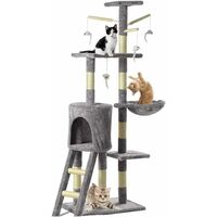 Multi Cat Tree Tower Cat Scratching Post Scratcher Activity Centre 140cm Cat Climbing Tower Large Cat Trees Towers Cat Condo Furniture with Padded Plush Perch for Indoor Cats Play and Rest