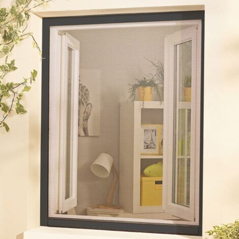 Moustiquaire enroulable anti-pollen en alu pour fenêtre - Gris - L80 x H130cm