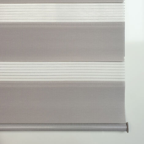 Store enrouleur jour nuit chaînette coordonnée h250cm - Gris - L79 x H250cm