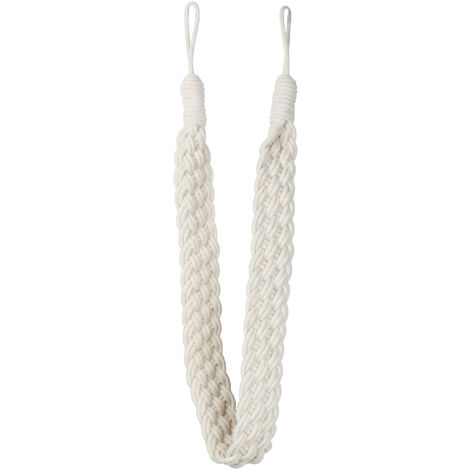 4 Pièces Embrasses Pour Rideaux Avec Fleurs - Corde Tressée Coton, Blanc Cassé