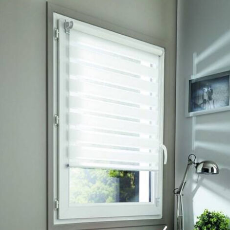 Store enrouleur jour nuit basique - Blanc - L65 x H100cm (1/4)