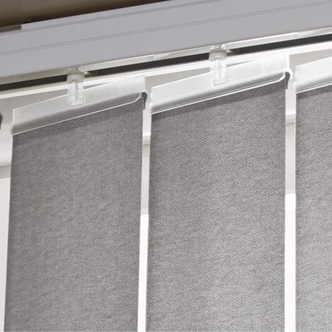 Lot De 5 Lamelles Verticales 89mm Tissées Gris Pour Store Californien - L8,9 X H280cm, Tamisantes