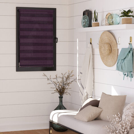 Store enrouleur jour nuit chaînette coordonnée sans percer - Violet - L106 x H190cm