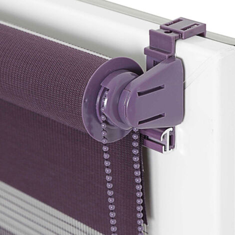 Store enrouleur jour nuit chaînette coordonnée sans percer - Violet - L106 x H190cm