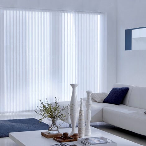 Lot de 5 lamelles verticales 89mm unies pour store californien - Blanc - L8,9 x H180cm