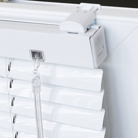 Store vénitien aluminium automatique 25mm sans percer - Blanc - L62 x H160cm