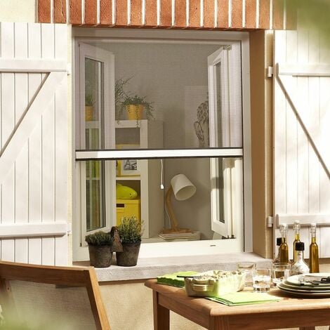 Moustiquaire enroulable en alu pour fenêtre - Gris - L100 x H160cm
