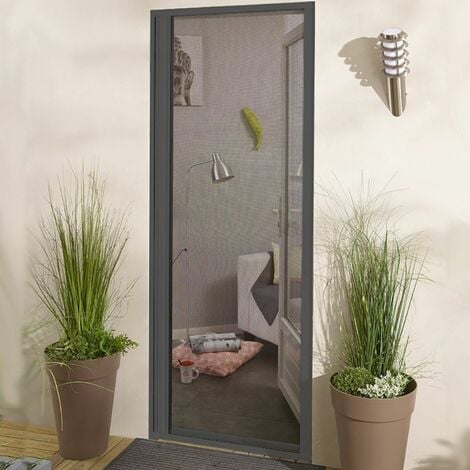 Moustiquaire enroulable latérale en alu pour porte et fenêtre - Gris anthracite - L160 x H220cm