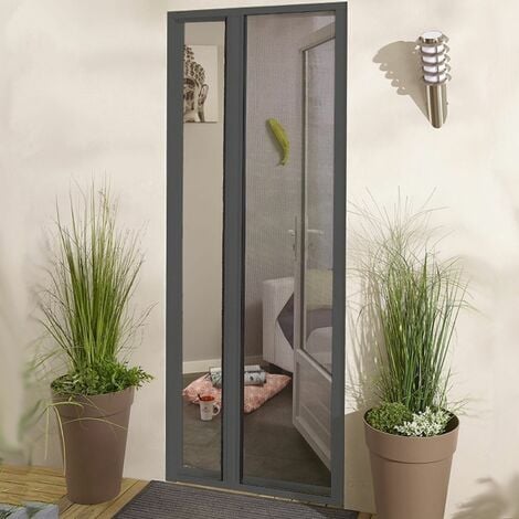 Moustiquaire enroulable latérale en alu pour porte et fenêtre - Gris anthracite - L160 x H220cm