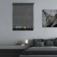 Store enrouleur tamisant chevron noir - gamme Must - Gris foncé - L154 x H220cm