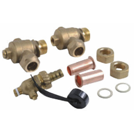 Viessmann – Vannes chauffage départ/retour avec filetage plomberie 1" – Entraxe 50mm – Tension 230V – 7825640