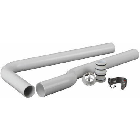 Coude de chasse d'eau PVC 140mm – Compatible réservoirs Geberit – Inclut modérateur de débit et bride WC – Installation facile
