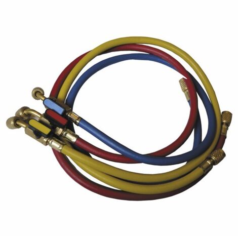 Jeu de 3 flexibles flare FF1/4" SAE avec vannes - GALAXAIR : SA-CT360-RYB