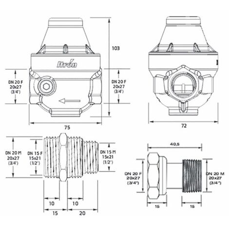 réducteur de pression ISOBAR+ MG ITRON avec raccord laiton male