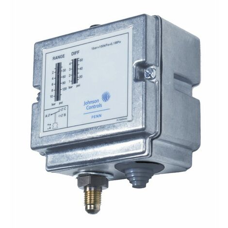Pressostat BP -0.5...7b – Raccord M1/4 SAE – Réarmement auto – Différentiel 0.5 à 3b – IP54 – Température fluide jusqu'à 100°C – Johnson - P77AAA-9300