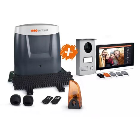 Scs Sentinel – Kit motorisation portail coulissant OpenGate 3 – 24V – Charge max 500 kg – Longueur max 5 m – Visiophone filaire avec écran tactile 7''
