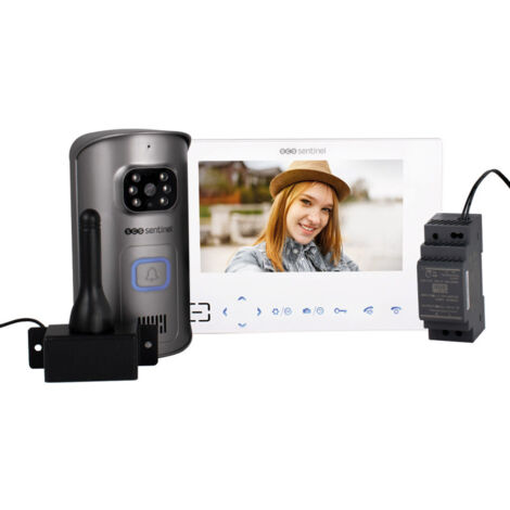 Scs Sentinel – Interphone vidéo sans fil professionnel – Portée 300m – Platine de rue IP65 – Moniteur LCD 7" avec vision nocturne